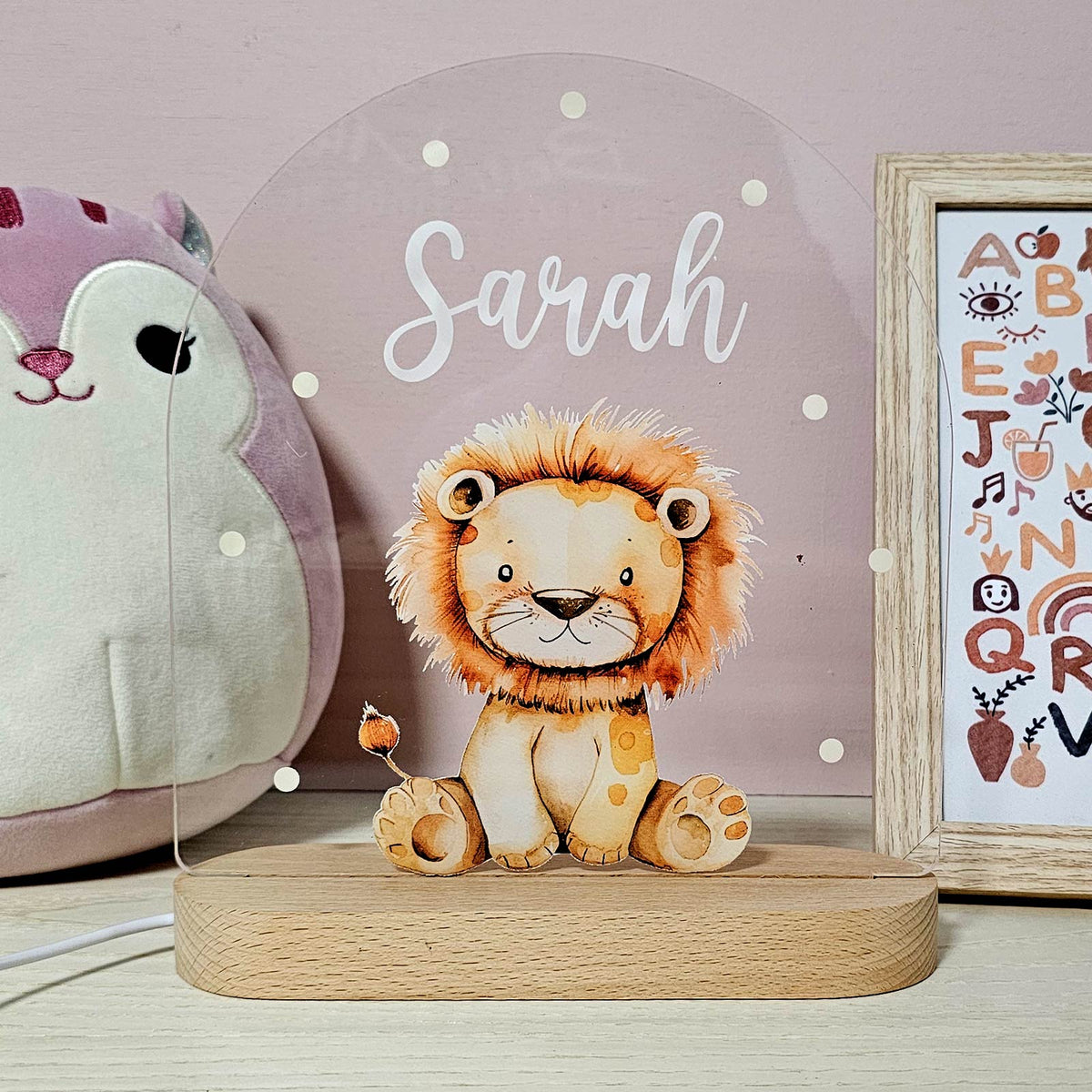 Retro Knuffeldiertjes - Nachtlampje met naam - Bella Mia