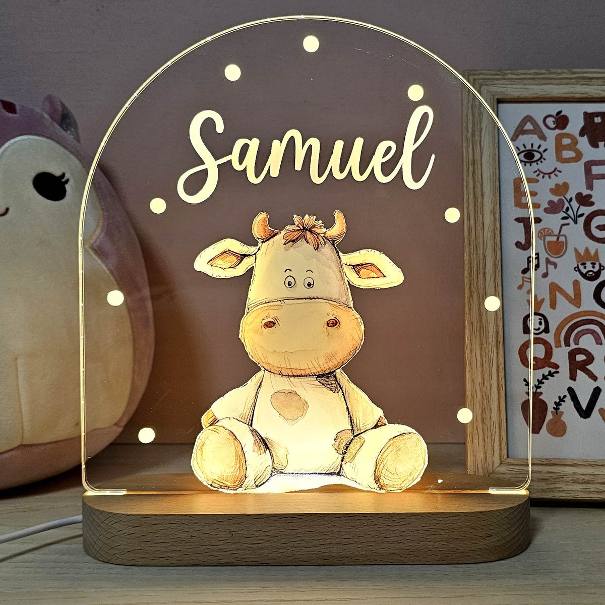 Retro Knuffeldiertjes - Nachtlampje met naam - Bella Mia
