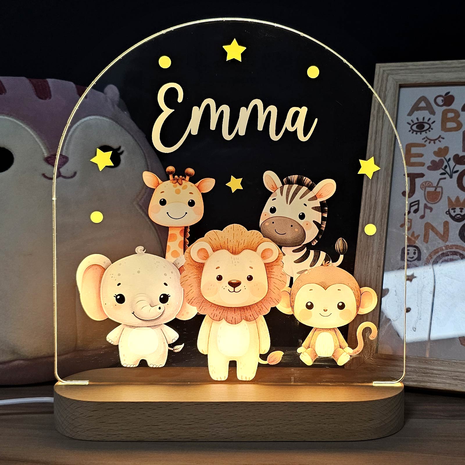 Safari Nachtlampje met eigen naam - Bella Mia