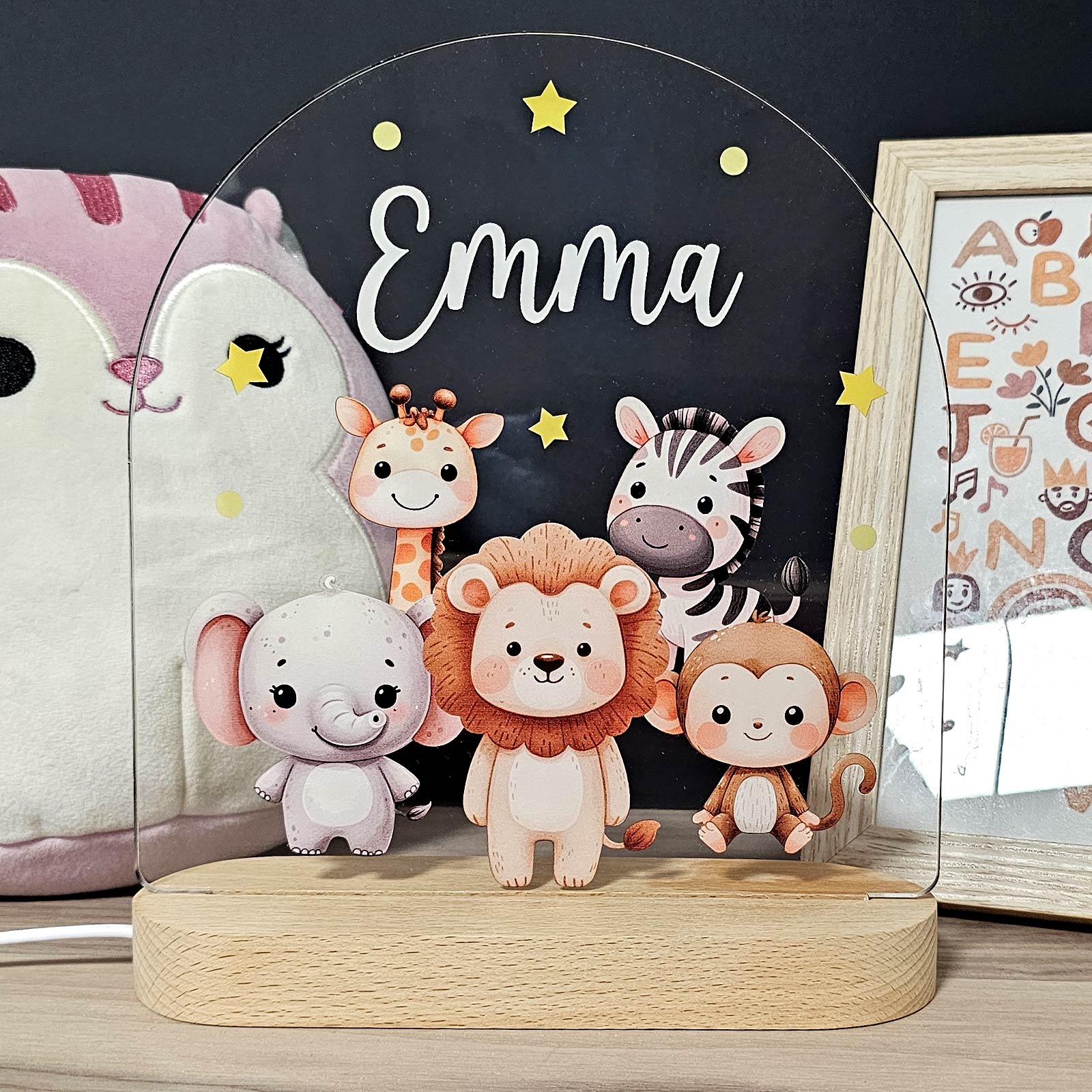 Safari Nachtlampje met eigen naam - Bella Mia