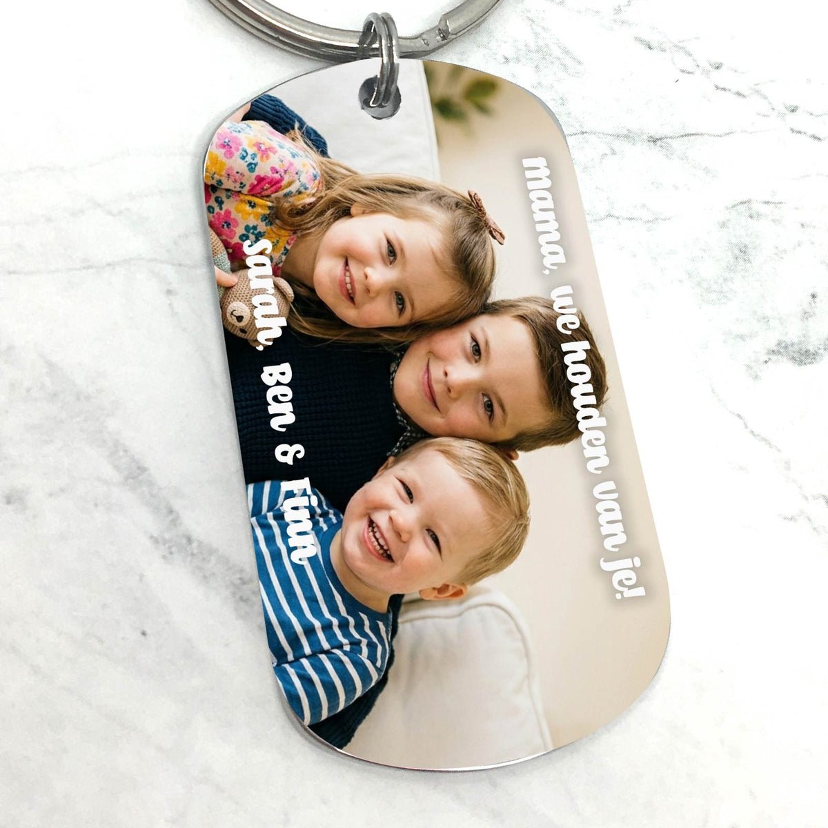 Sleutelhanger met foto en eigen tekst! - Bella Mia