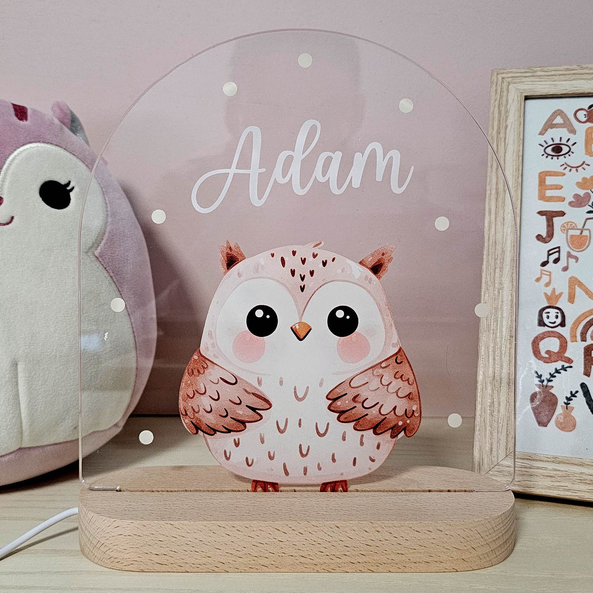 Uil - Nachtlampje met eigen naam - Bella Mia