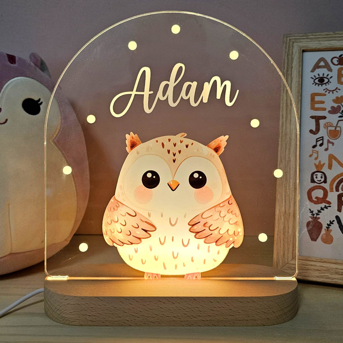 Uil - Nachtlampje met eigen naam - Bella Mia