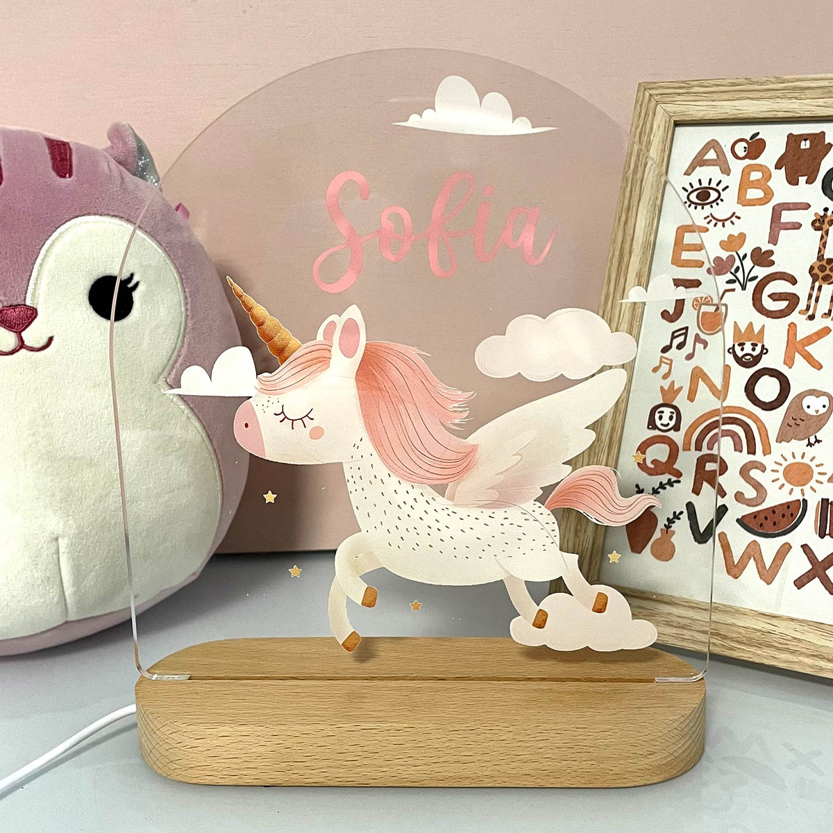 Unicorn - Nachtlampje met eigen naam - Bella Mia