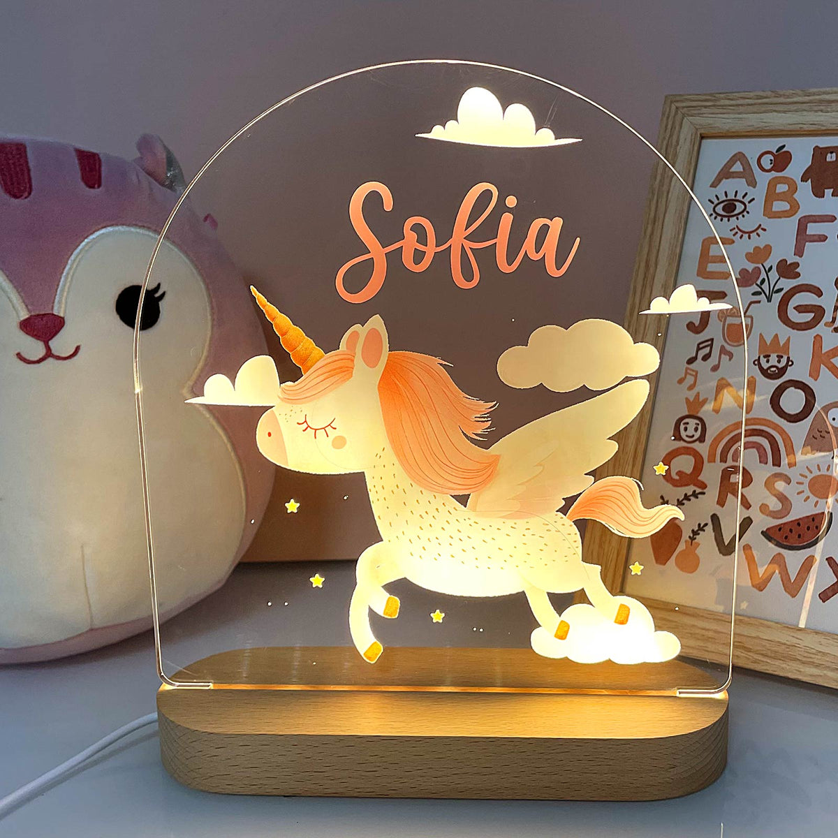 Unicorn - Nachtlampje met eigen naam - Bella Mia