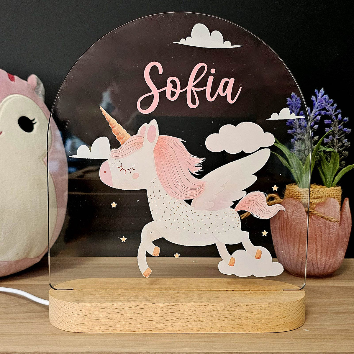 Unicorn - Nachtlampje met eigen naam - Bella Mia