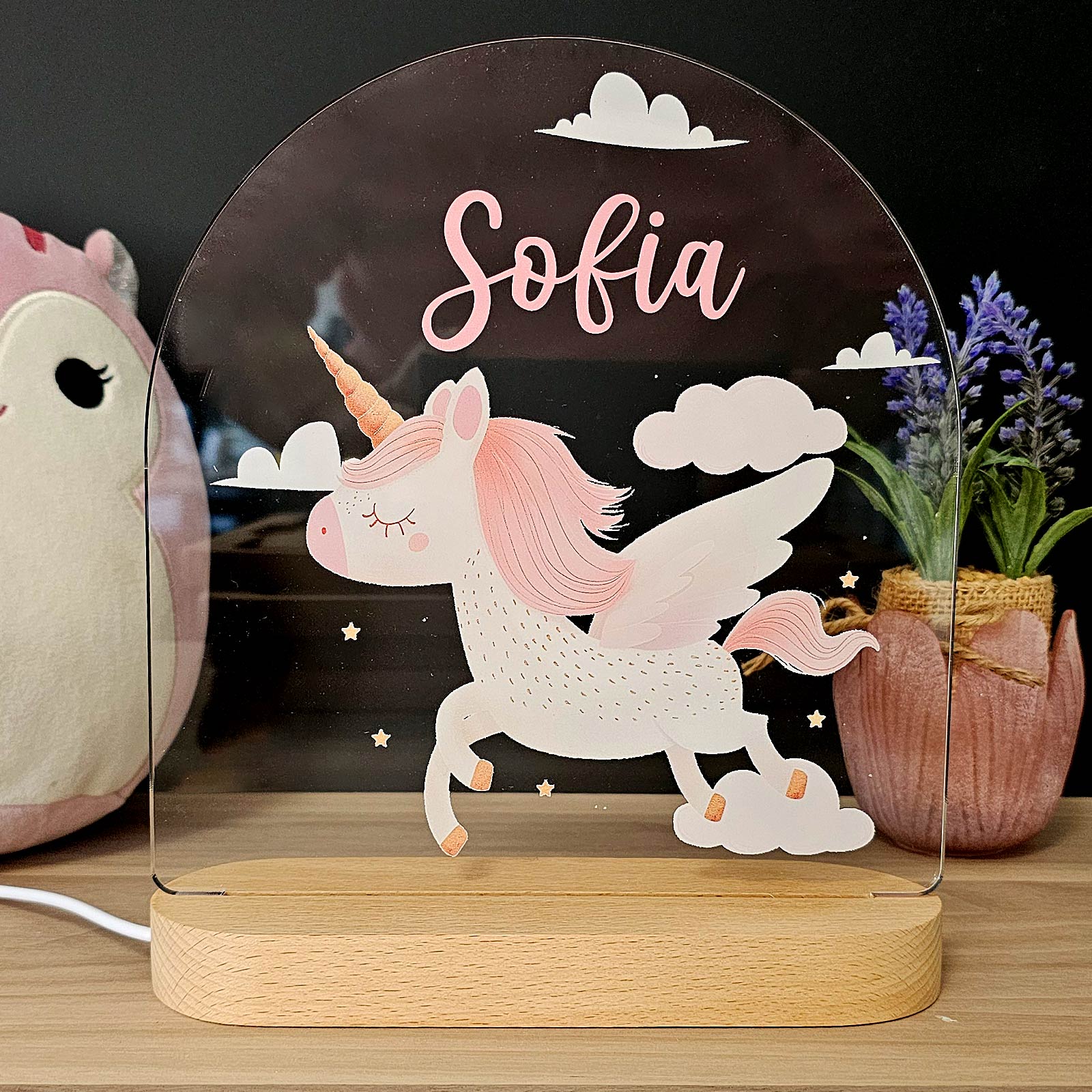 Unicorn - Nachtlampje met eigen naam - Bella Mia
