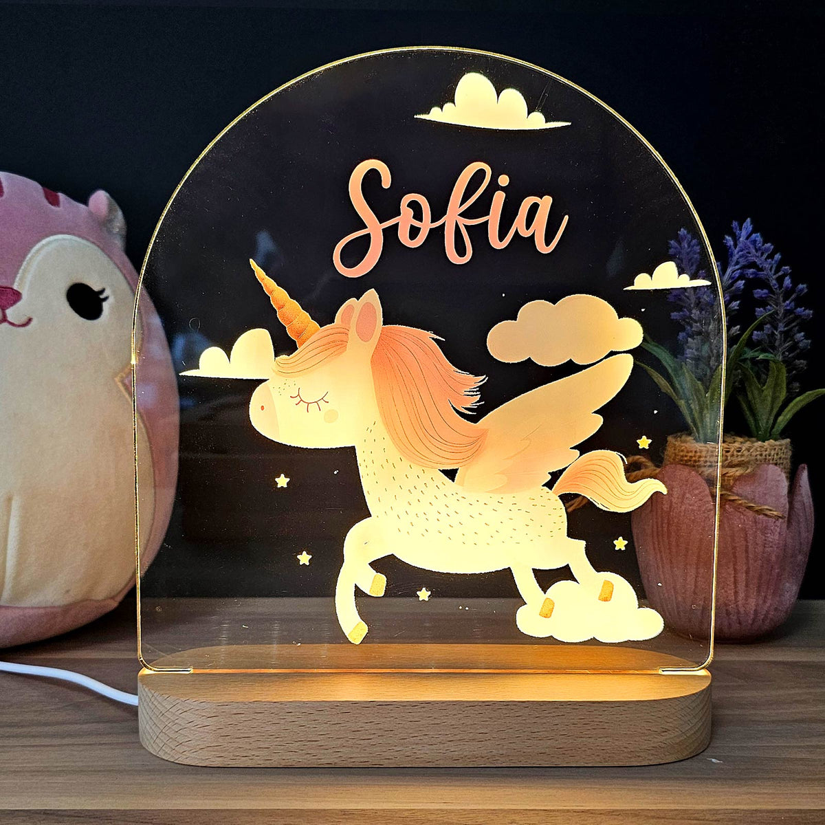 Unicorn - Nachtlampje met eigen naam - Bella Mia