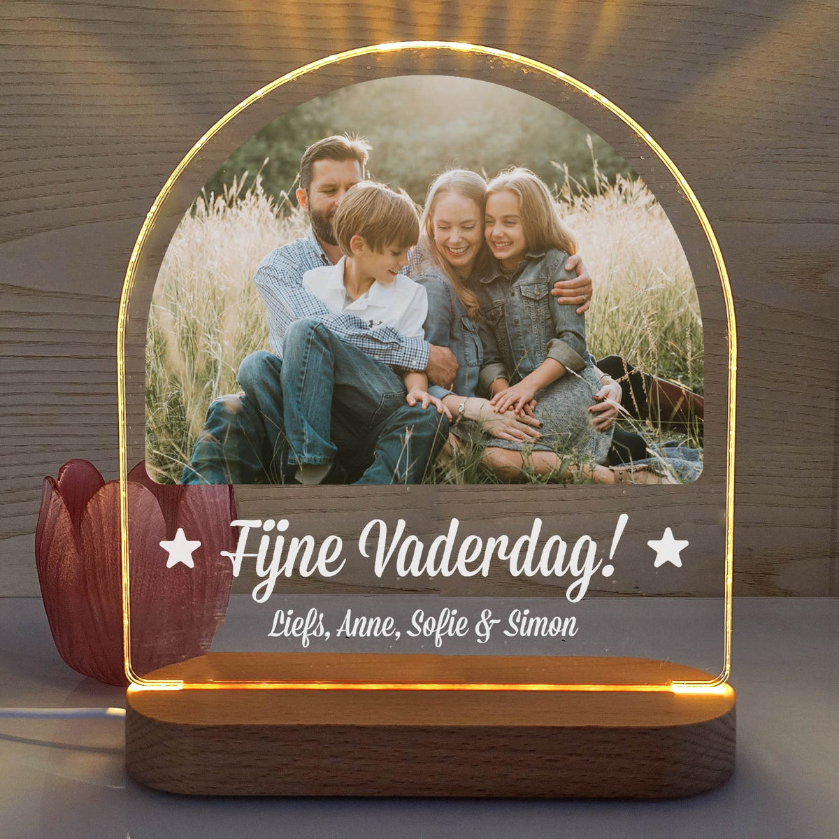 Vaderdag Lamp met eigen foto en ondertekening - Bella Mia