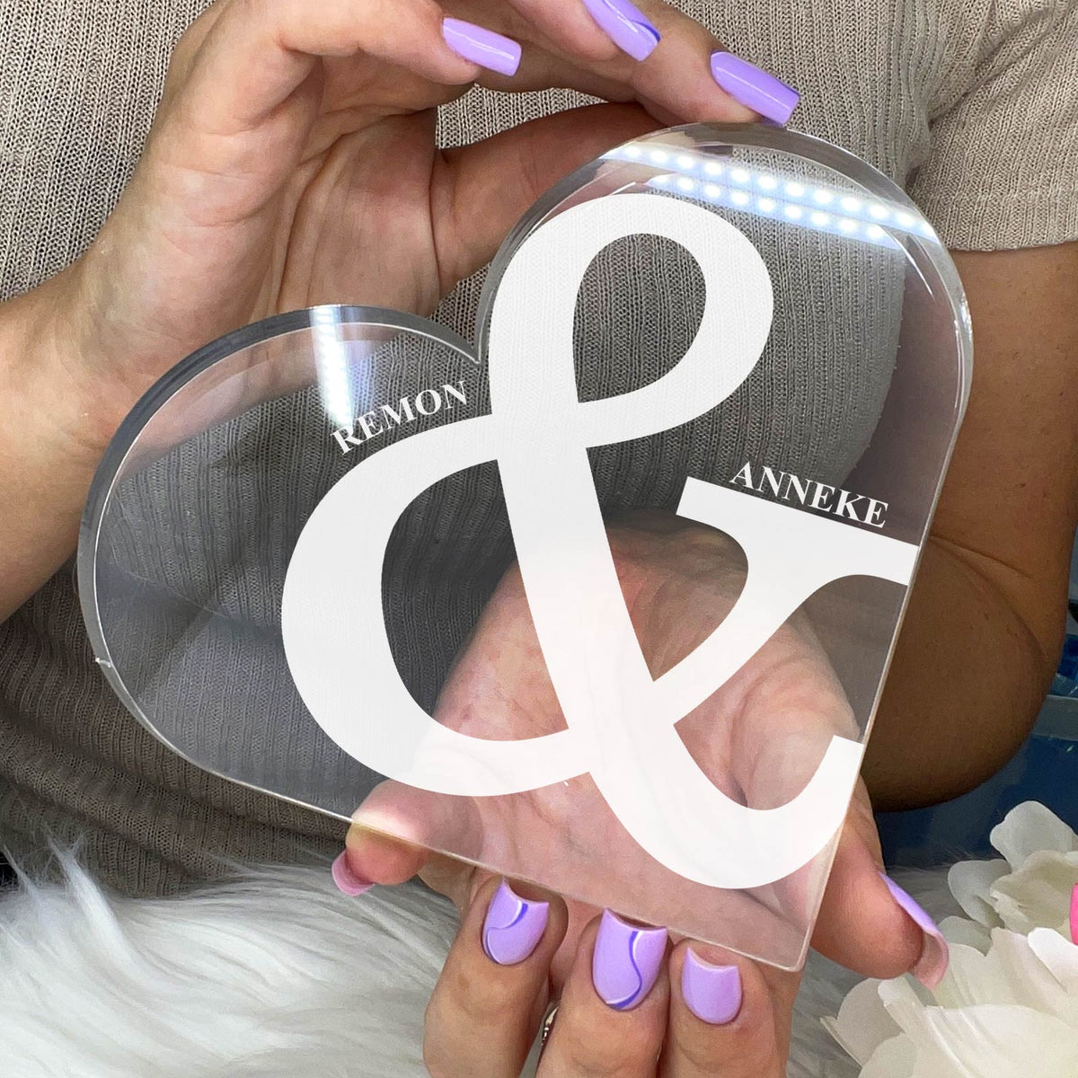 Valentijnshart met Namen - Hart van Plexi Glas - Bella Mia