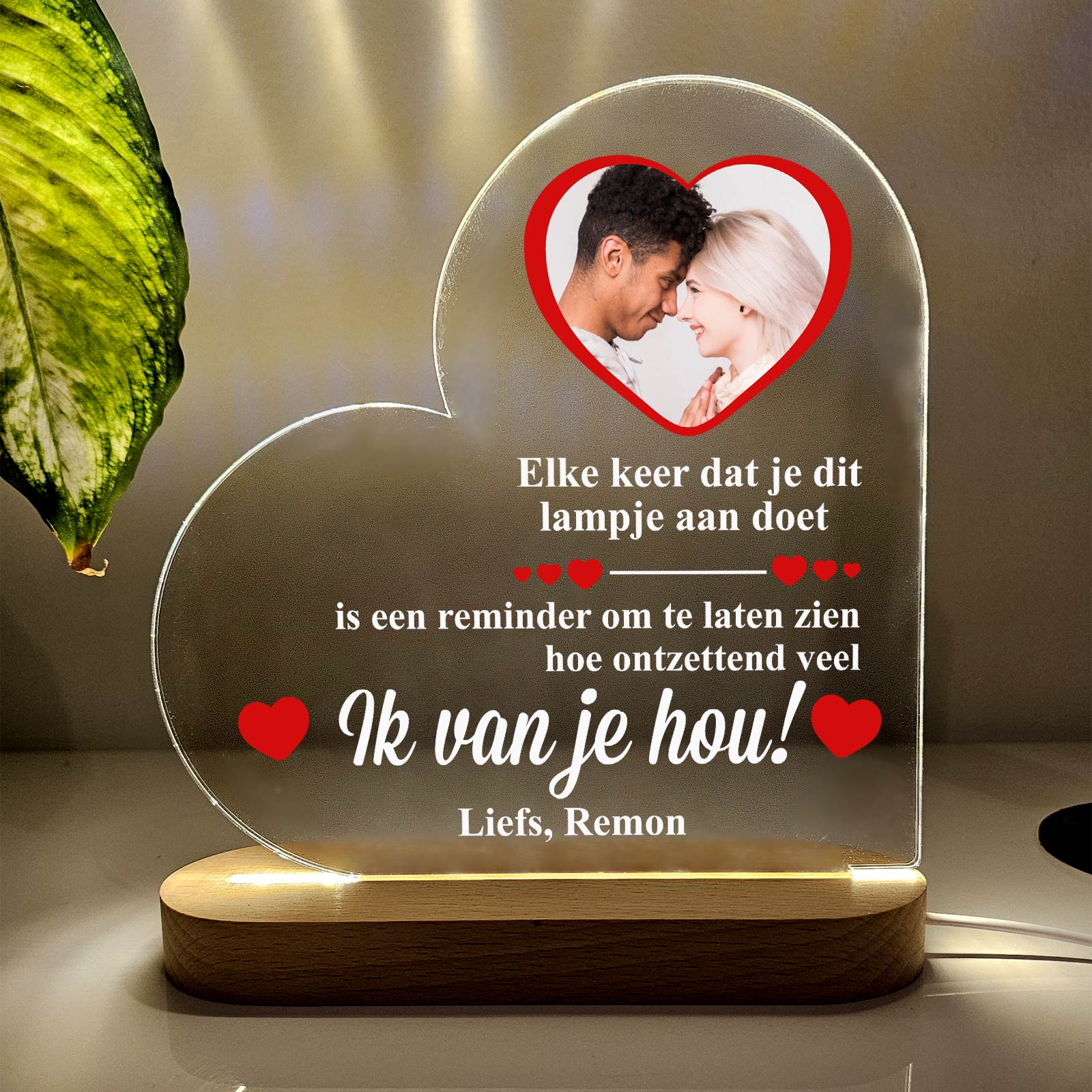 Valentijnslampje met foto - Bella Mia