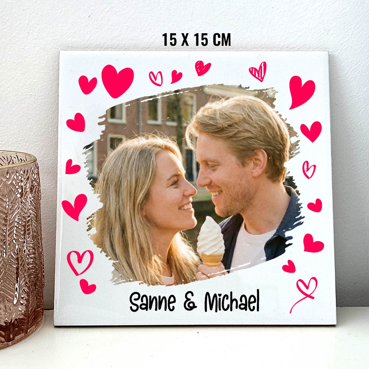 Valentijnstegeltje met eigen foto - Bella Mia