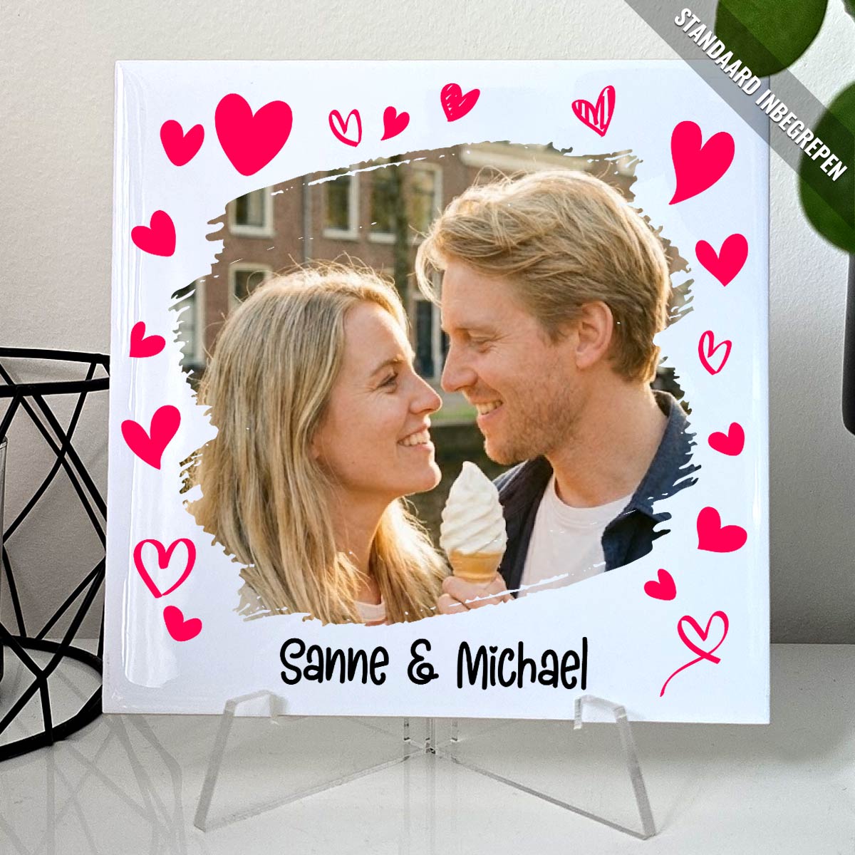 Valentijnstegeltje met eigen foto - Bella Mia
