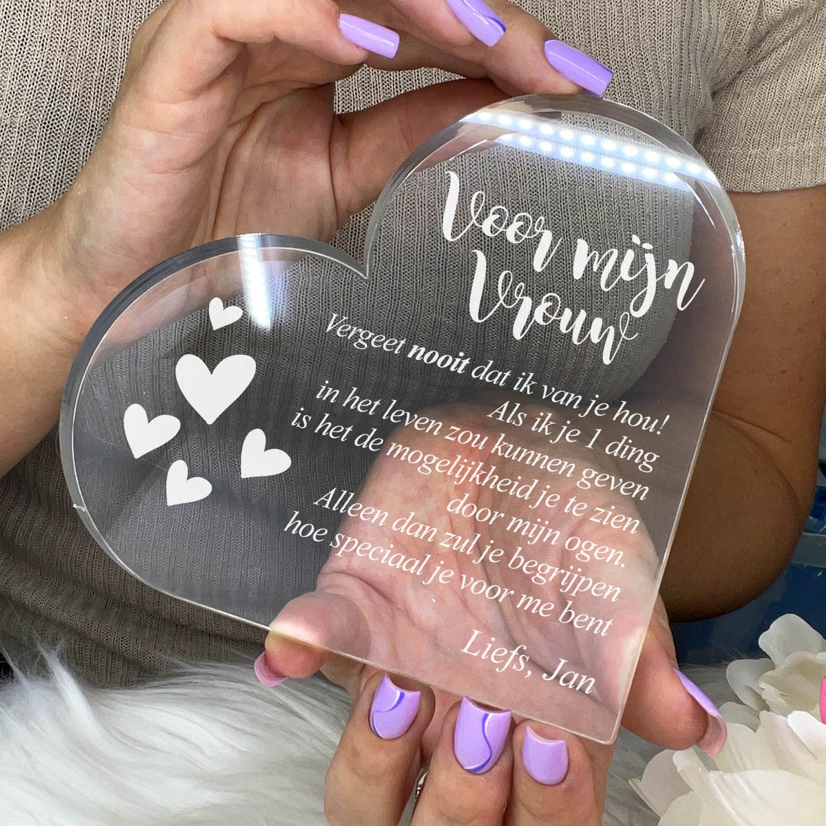 Vergeet Nooit Dat Ik Van Je Hou Hart van Plexi Glas - Bella Mia