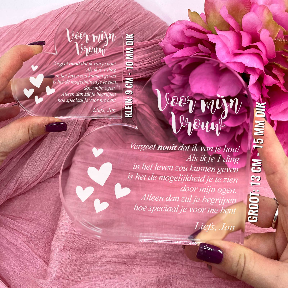 Vergeet Nooit Dat Ik Van Je Hou Hart van Plexi Glas - Bella Mia