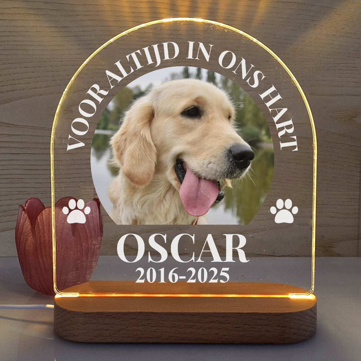 Voor altijd in ons hart - Hond/Kat fotolamp - Bella Mia