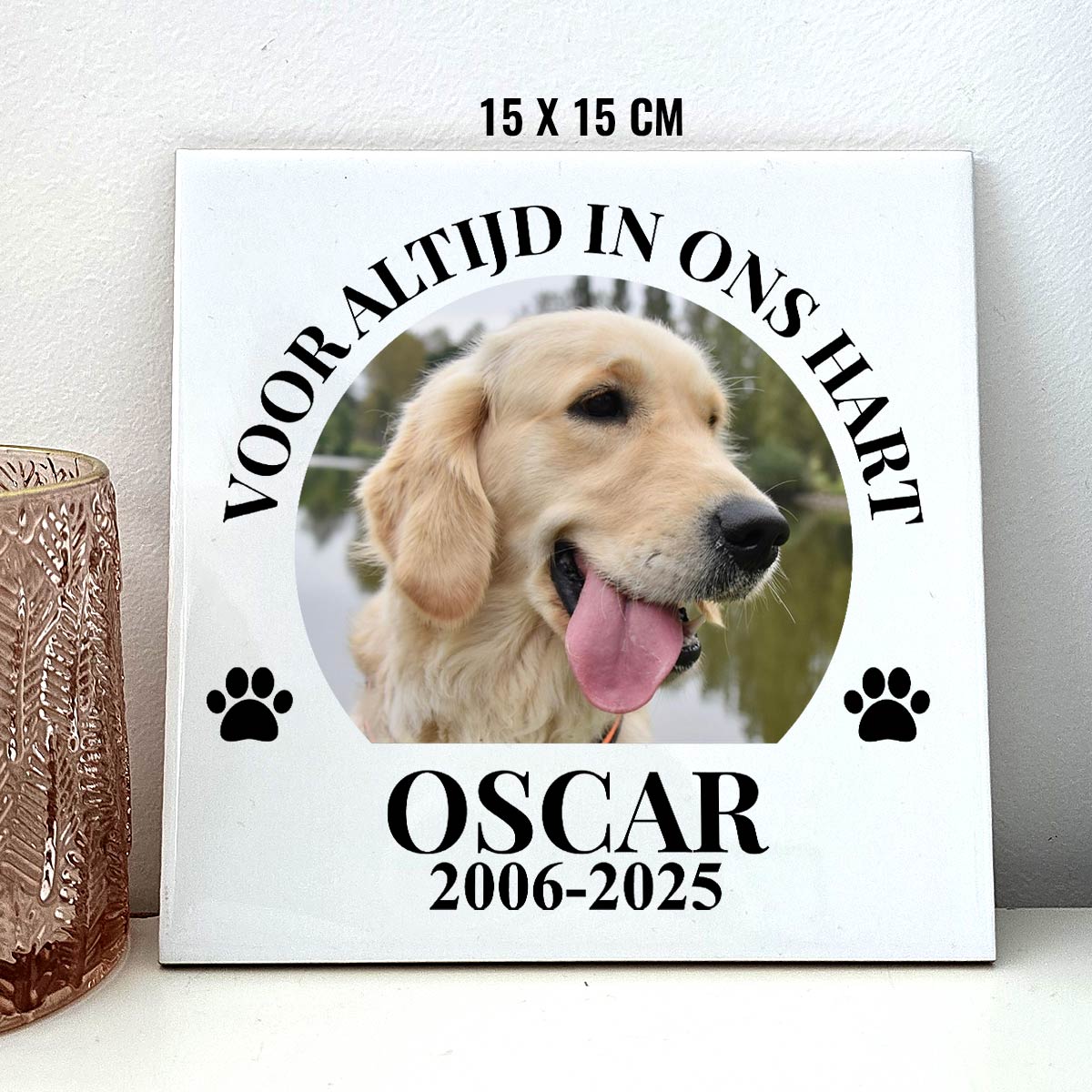 Voor altijd in ons hart - Hond/Kat Gedenktegeltje - Bella Mia