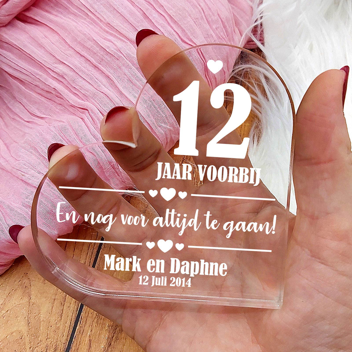 Voor altijd te gaan - Plexiglas Hart - Bella Mia