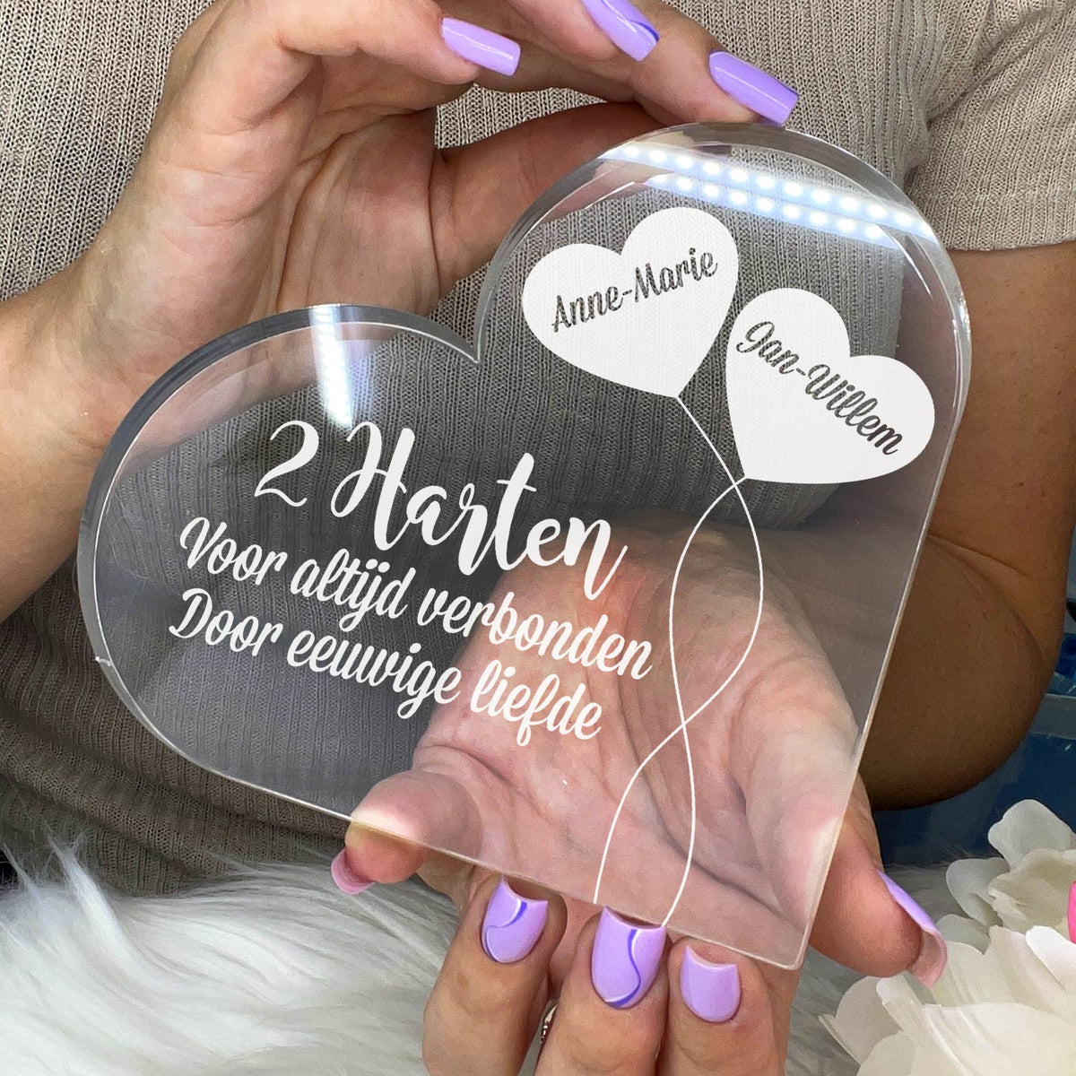 Voor Altijd Verbonden Hart van Plexi Glas - Bella Mia