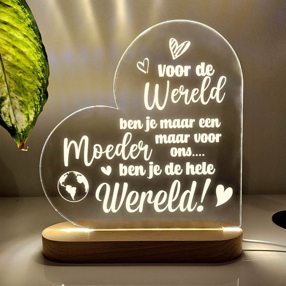 Voor de wereld maar een moeder! Hart Ledlamp - Bella Mia