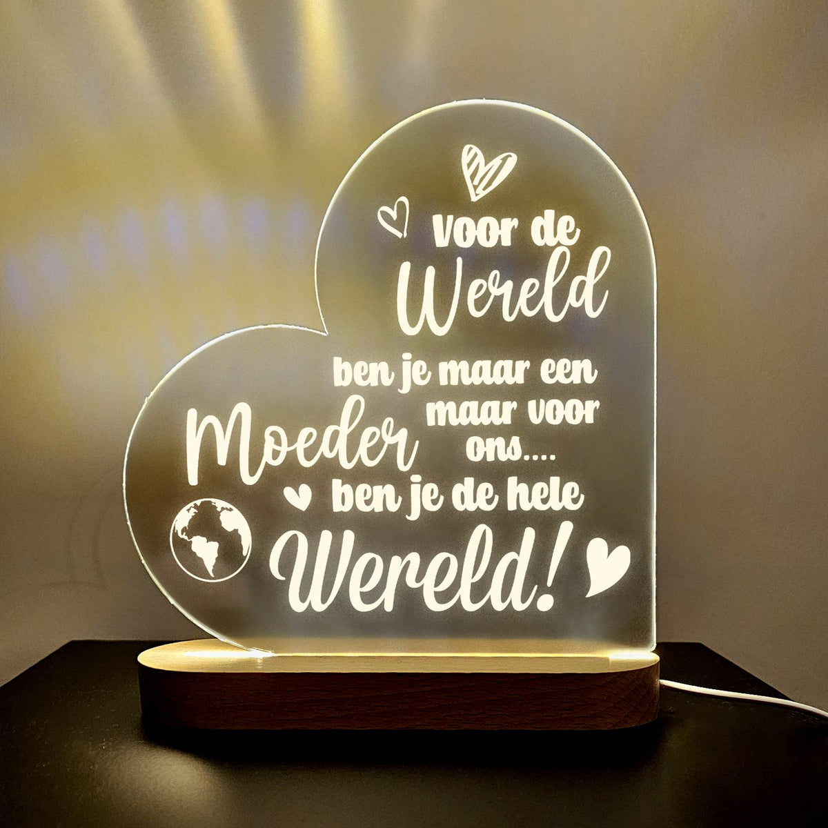 Voor de wereld maar een moeder! Hart Ledlamp - Bella Mia