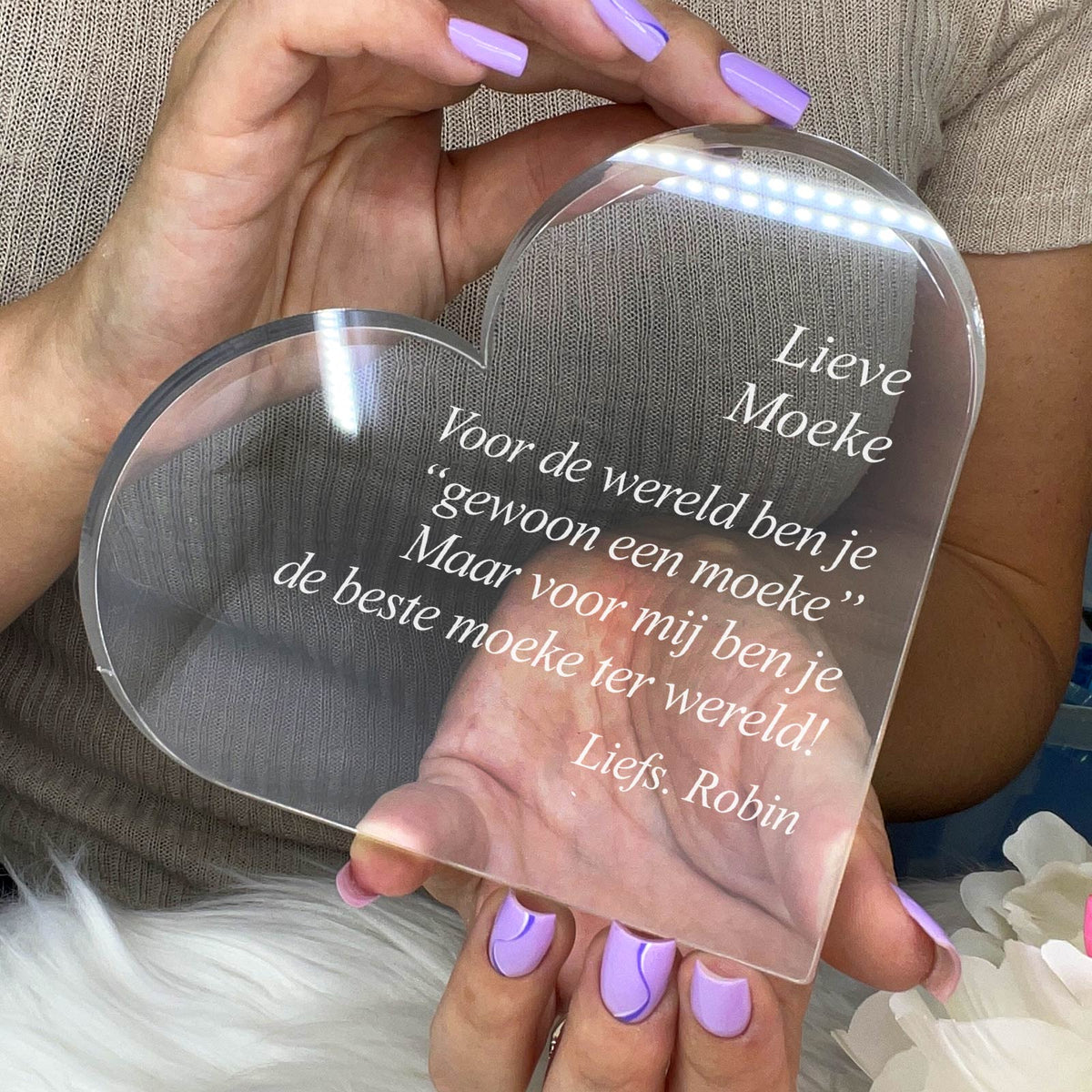 Voor Mij, Gewoon Een Moeke - Moeke Hart van Plexi Glas - Bella Mia