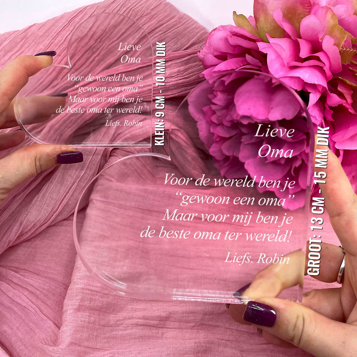 Voor Mij, Gewoon Een Oma - Oma Hart van Plexi Glas - Bella Mia