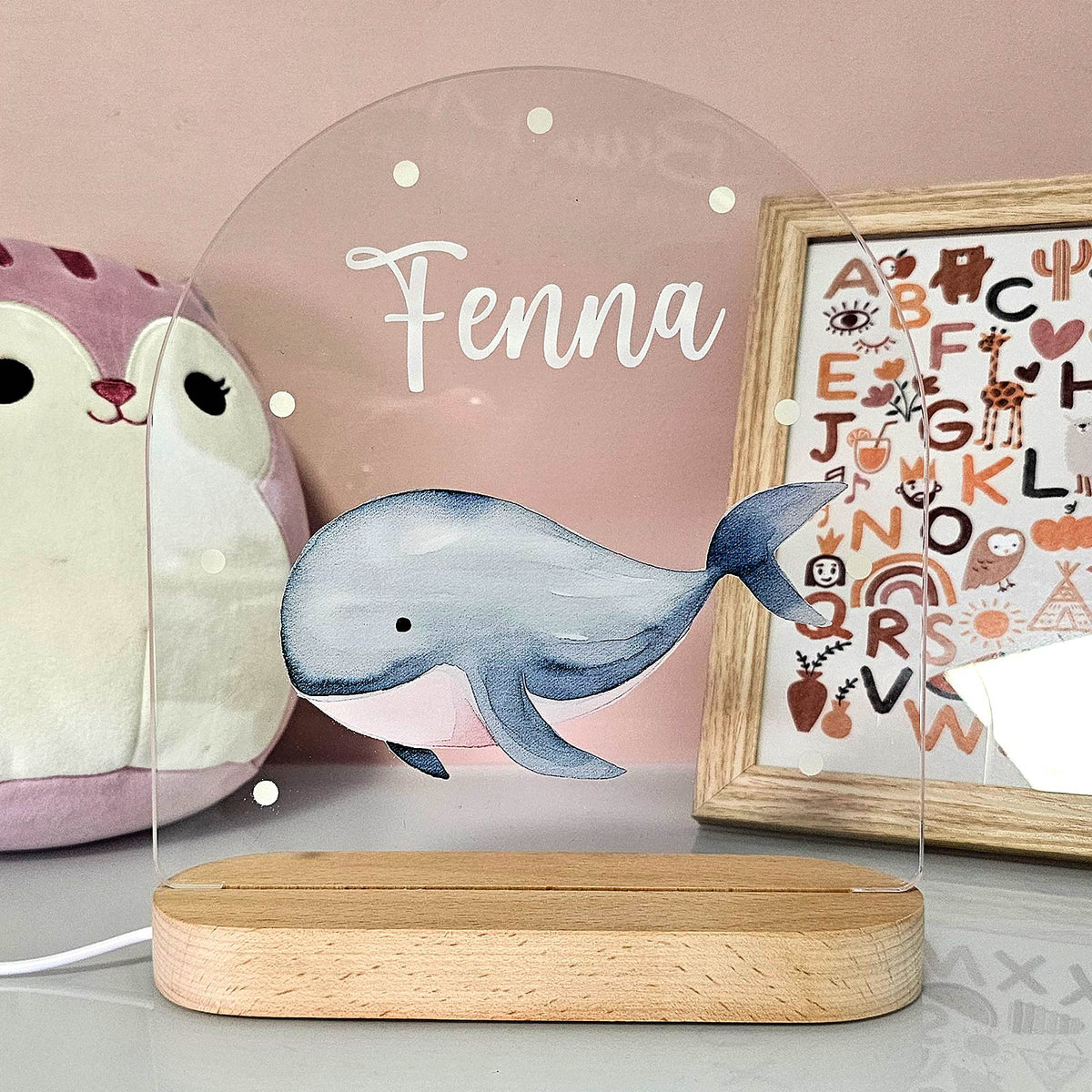 Walvis - Nachtlampje met eigen naam - Bella Mia