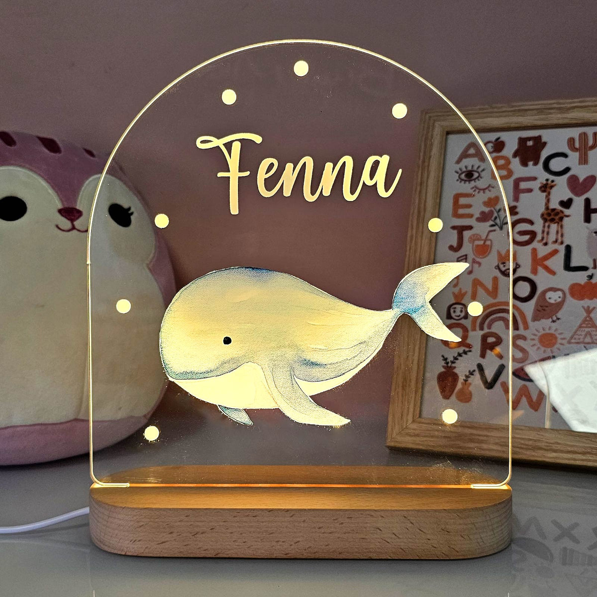 Walvis - Nachtlampje met eigen naam - Bella Mia