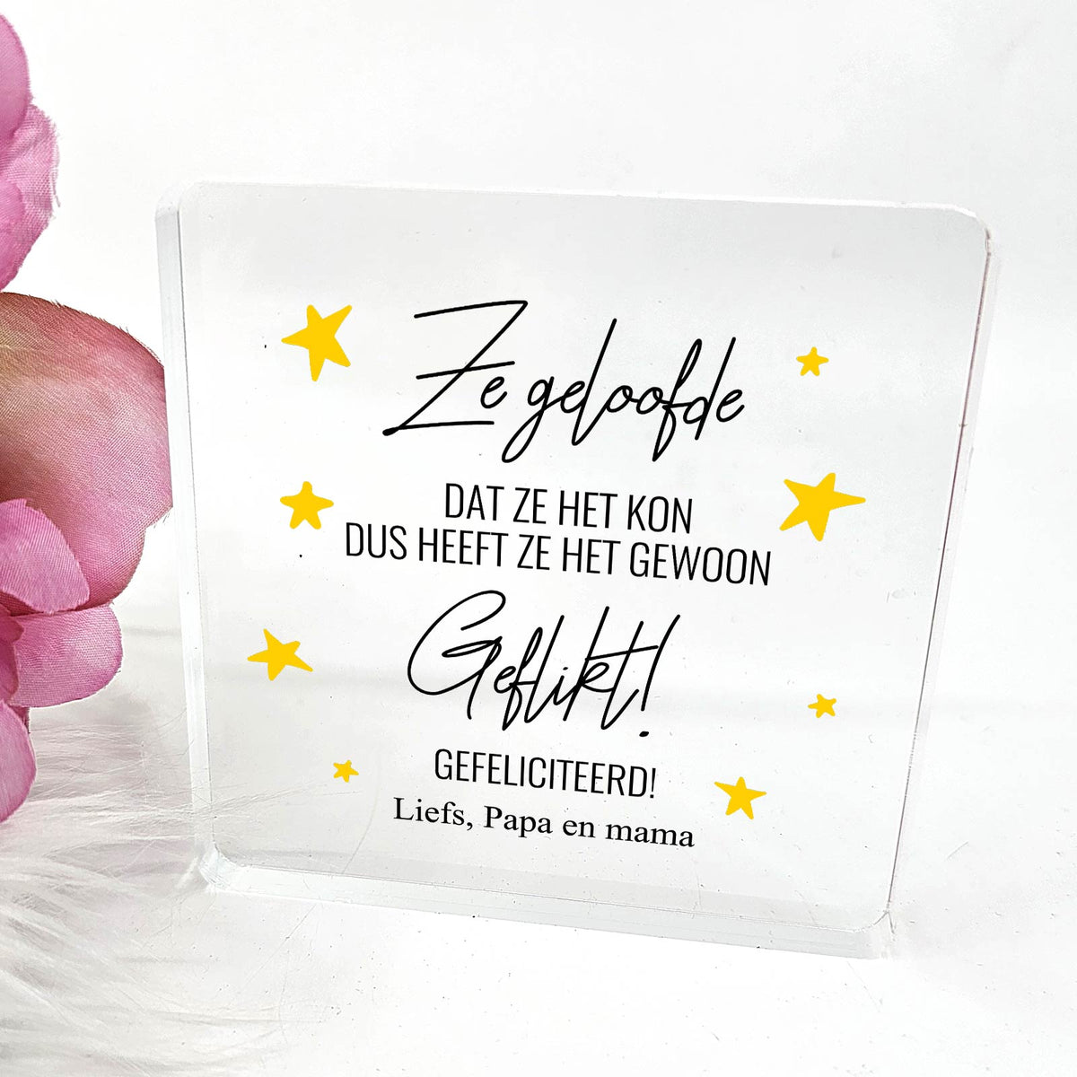 Ze geloofde dat ze het kon - Plexiglas Plaque - Bella Mia