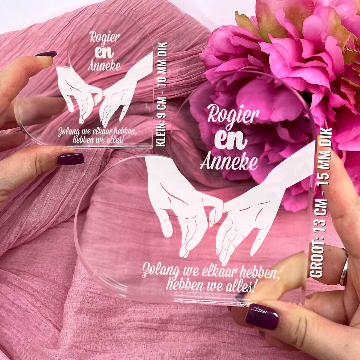 Zolang We Elkaar Hebben Hart van Plexi Glas - Bella Mia