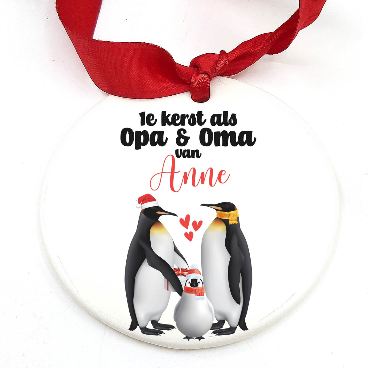 1e kerst als opa en oma - Keramische Kerstbal - Bella Mia