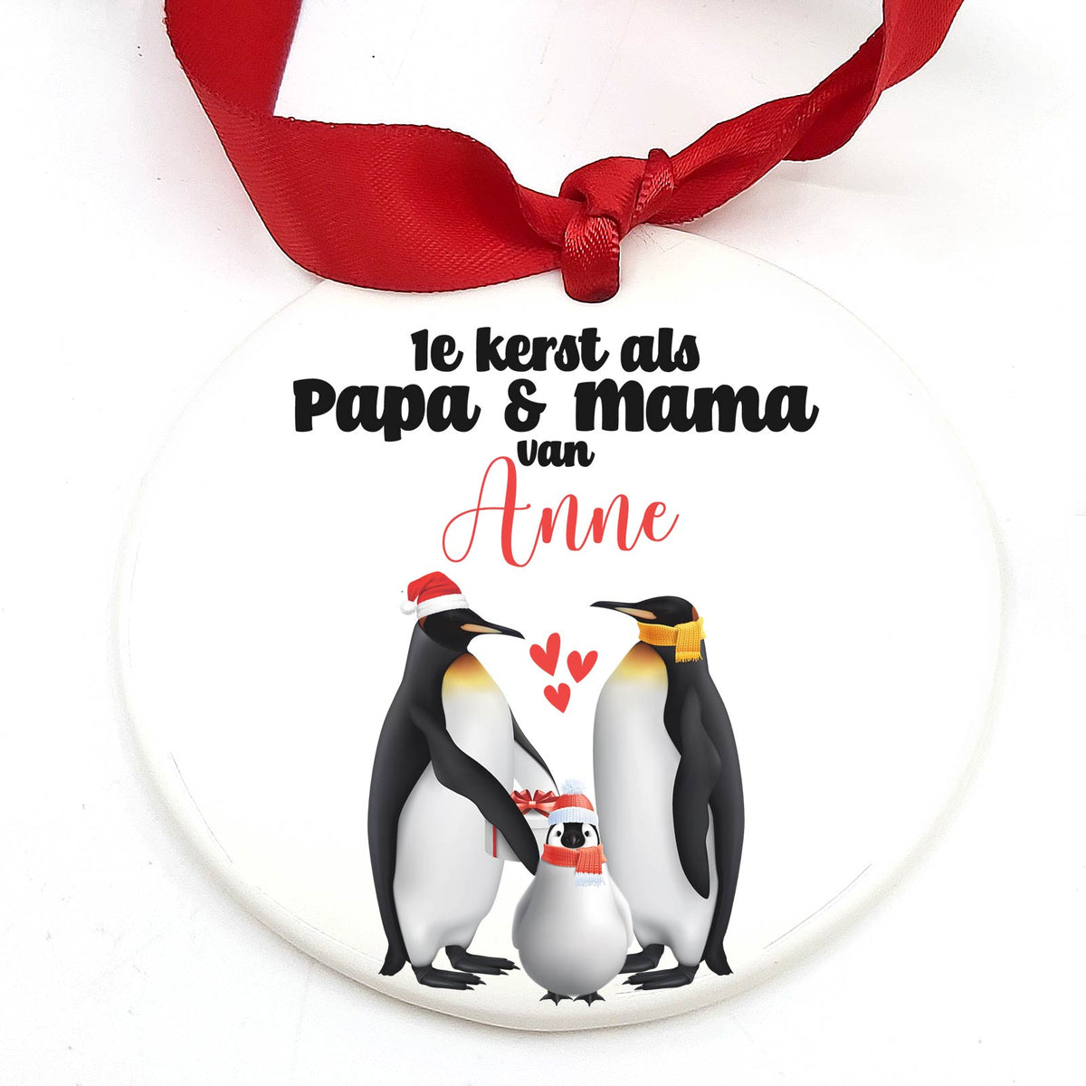 1e kerst als papa en mama - Keramische Kerstbal - Bella Mia