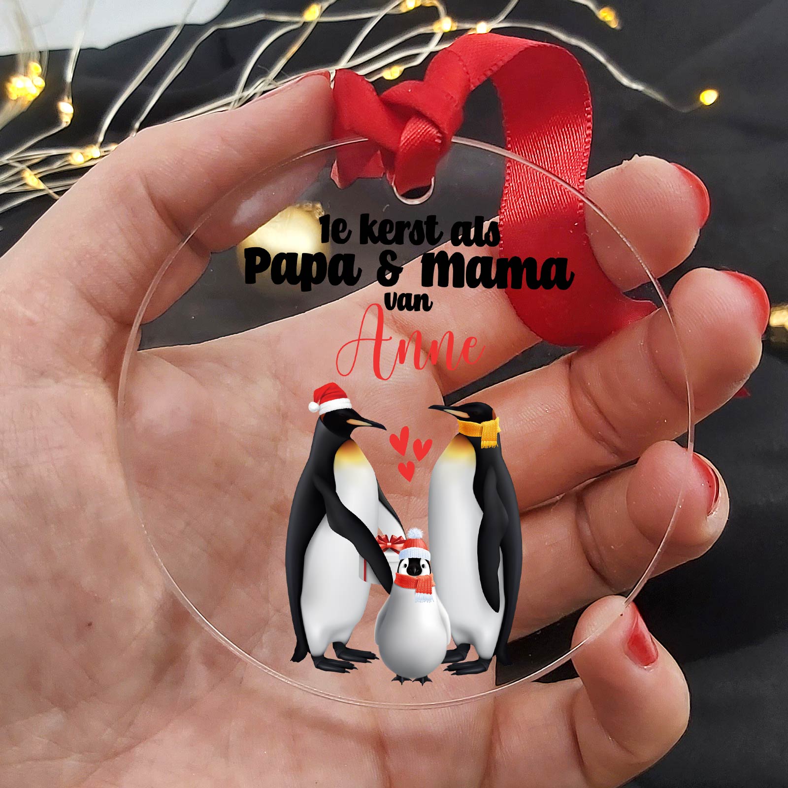 1e kerst als papa en mama - Plexiglas Kerstbal - Bella Mia