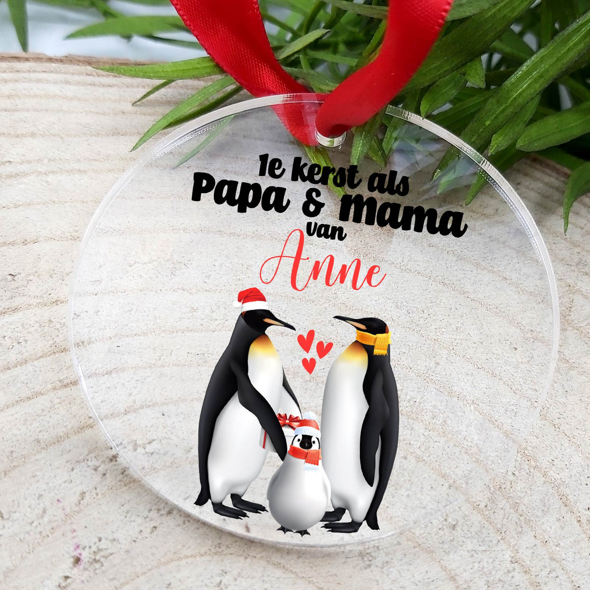 1e kerst als papa en mama - Plexiglas Kerstbal - Bella Mia