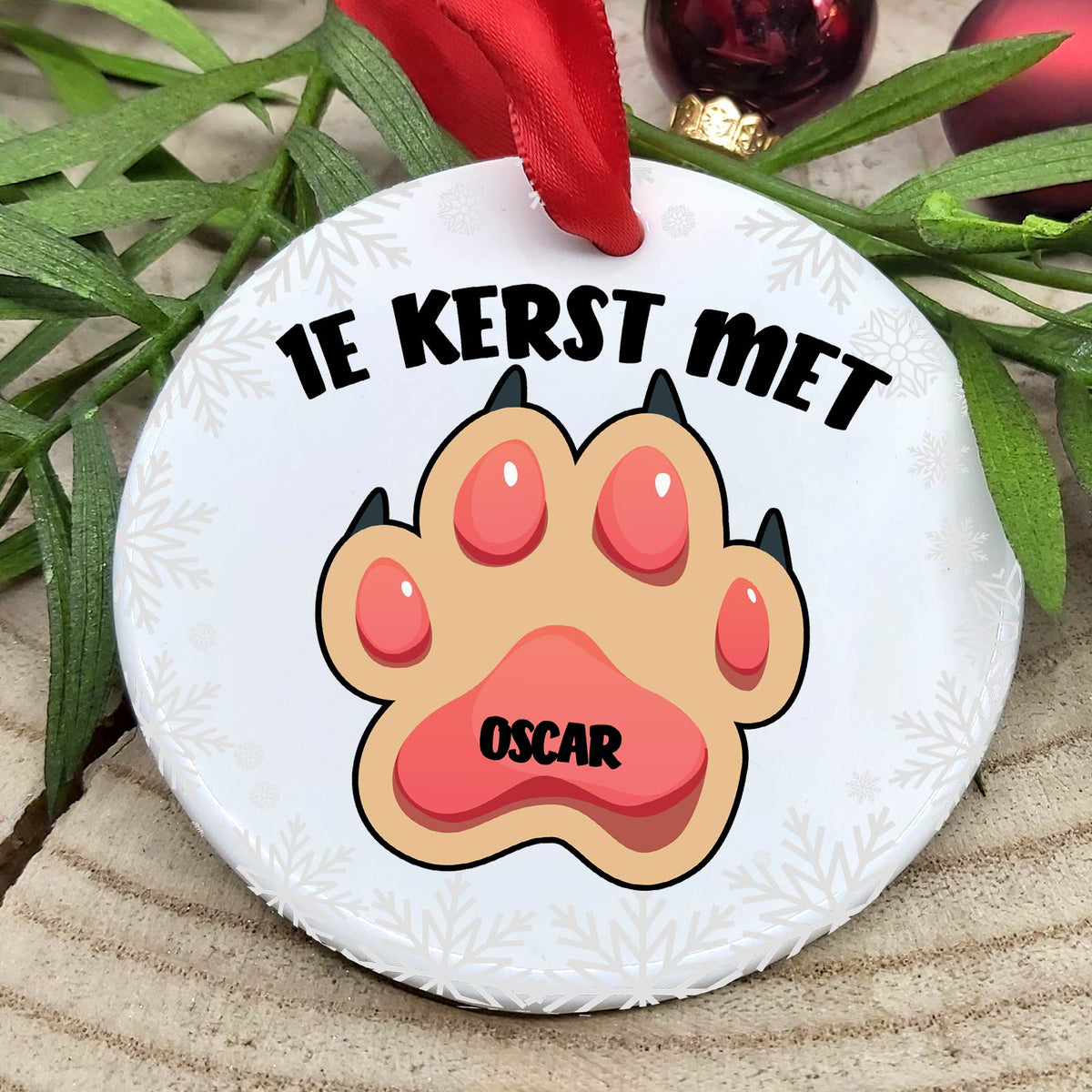1e kerst met de hond! - Keramische Kerstbal - Bella Mia