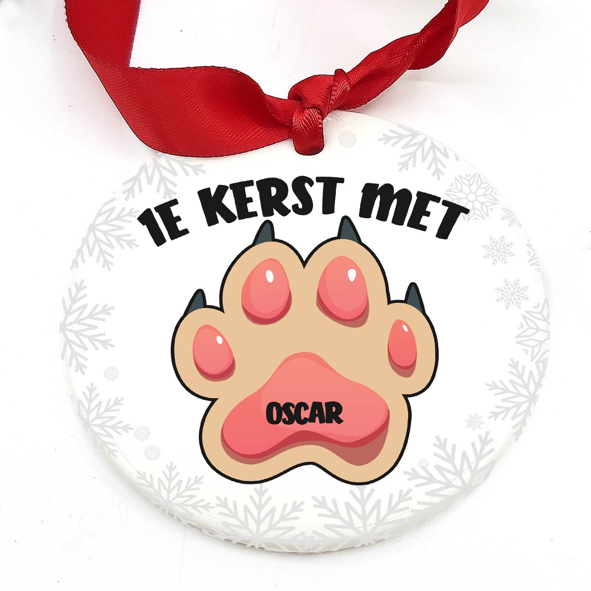1e kerst met de hond! - Keramische Kerstbal - Bella Mia