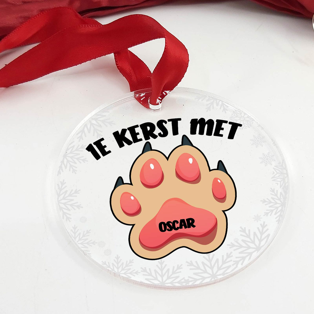 1e kerst met de hond! - Plexiglas Kerstbal - Bella Mia