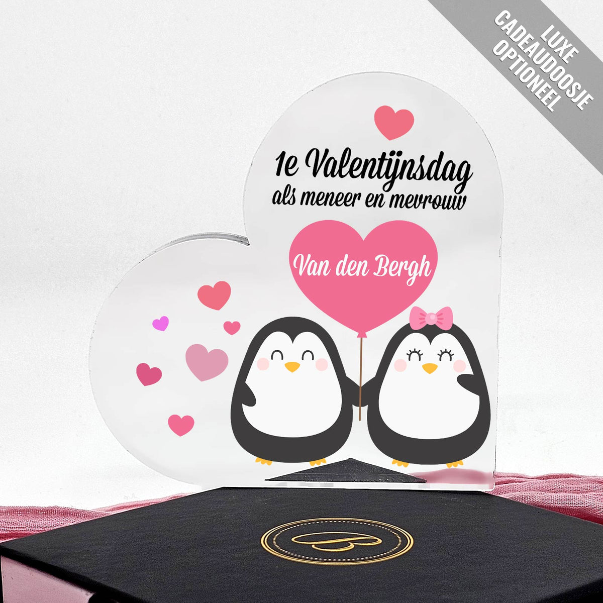 1e Valentijn Getrouwd - Plexi Glas Hart - Bella Mia