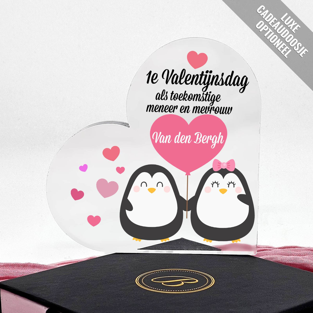 1e Valentijn verloofd - Plexi Glas Hart - Bella Mia