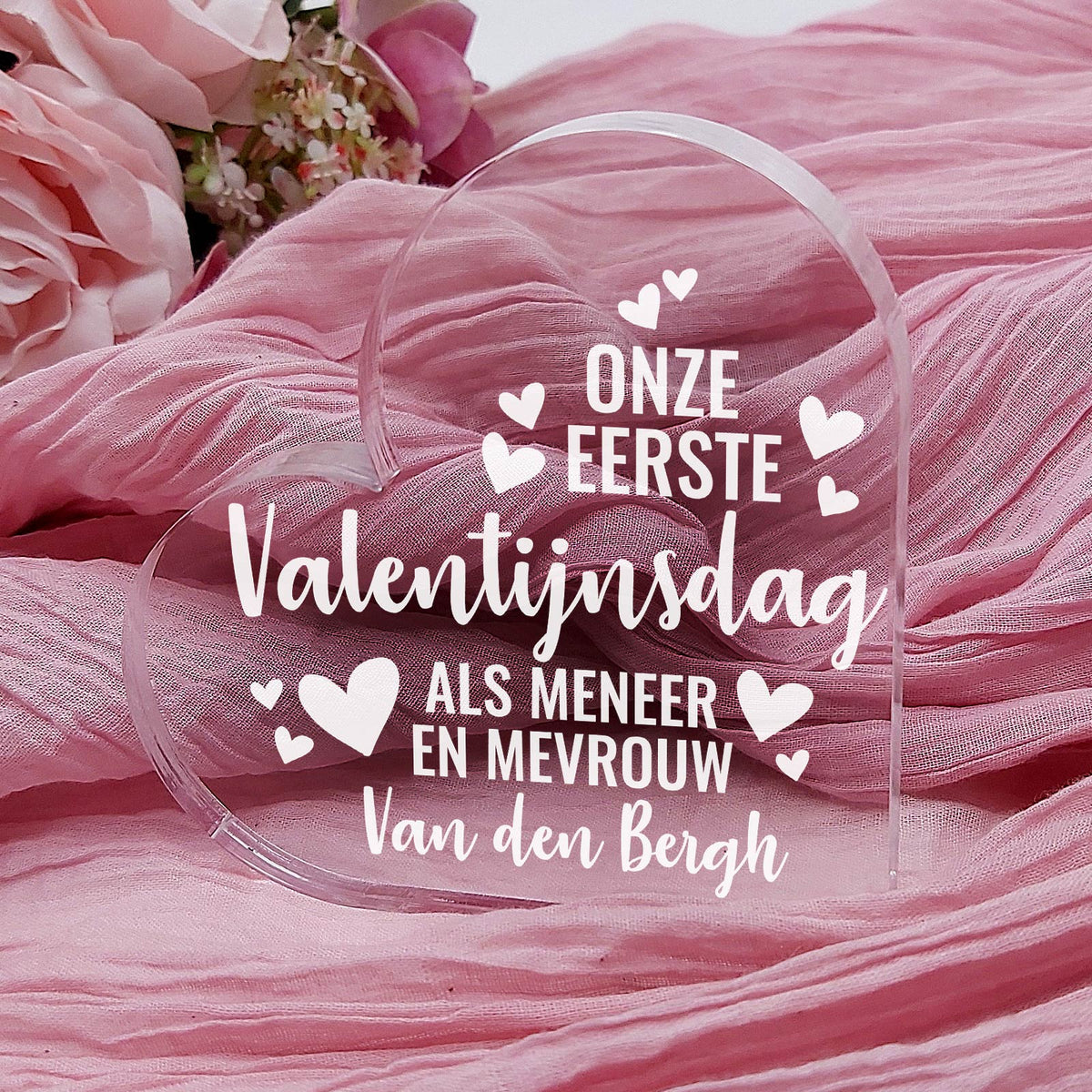 1e Valentijnsdag Als man en vrouw Hart van Plexi Glas - Bella Mia