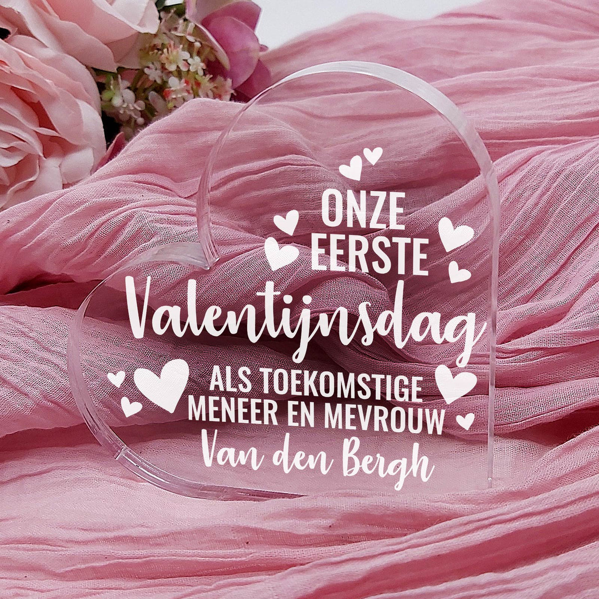 1e Valentijnsdag Als Verloofden Hart van Plexi Glas - Bella Mia