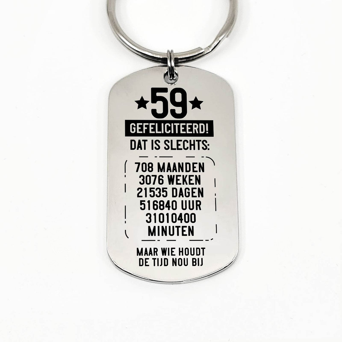 50ste tm 59e Verjaardag - Leeftijd In Tijd Sleutelhanger - Bella Mia