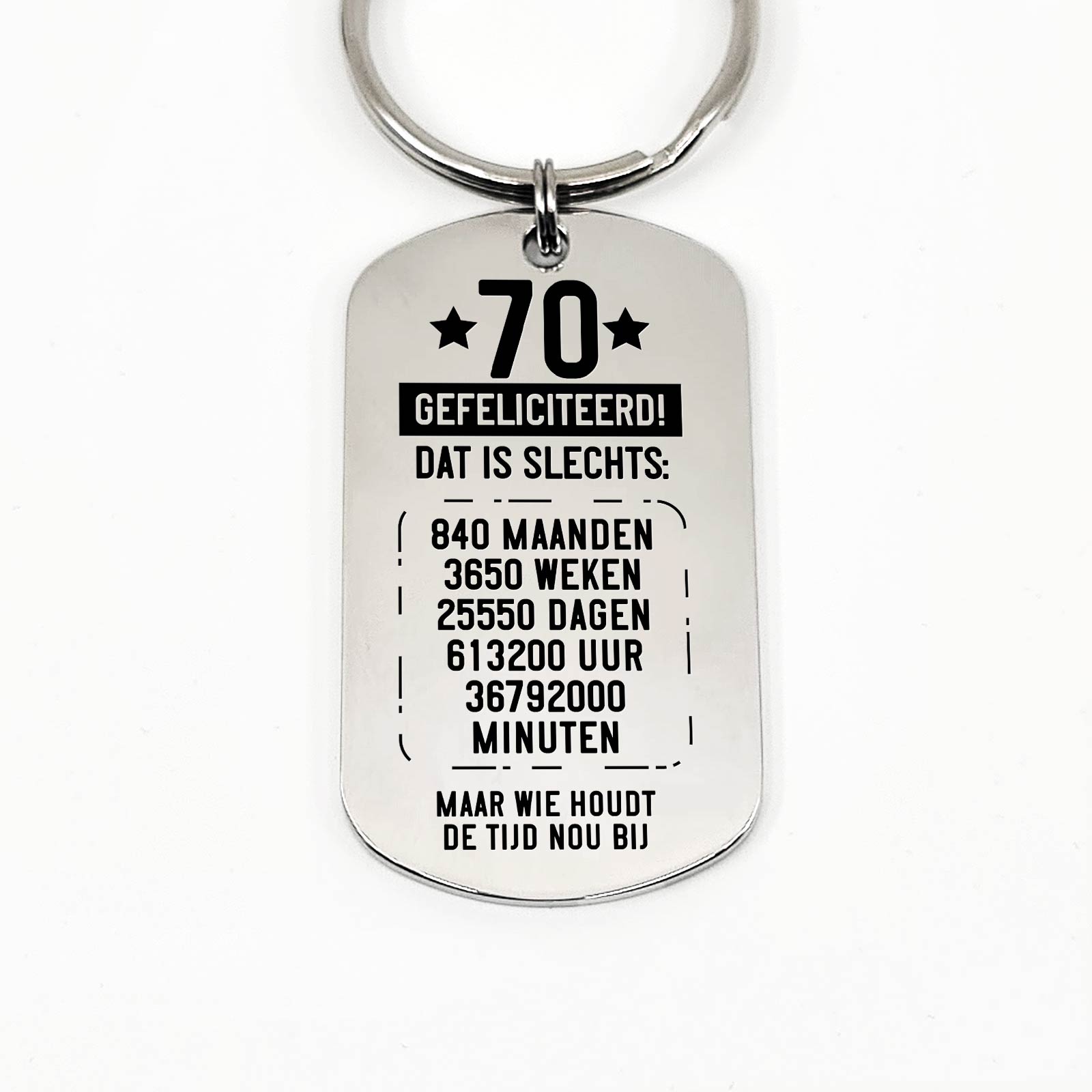 70ste tm 80ste Verjaardag - Leeftijd In Tijd Sleutelhanger - Bella Mia