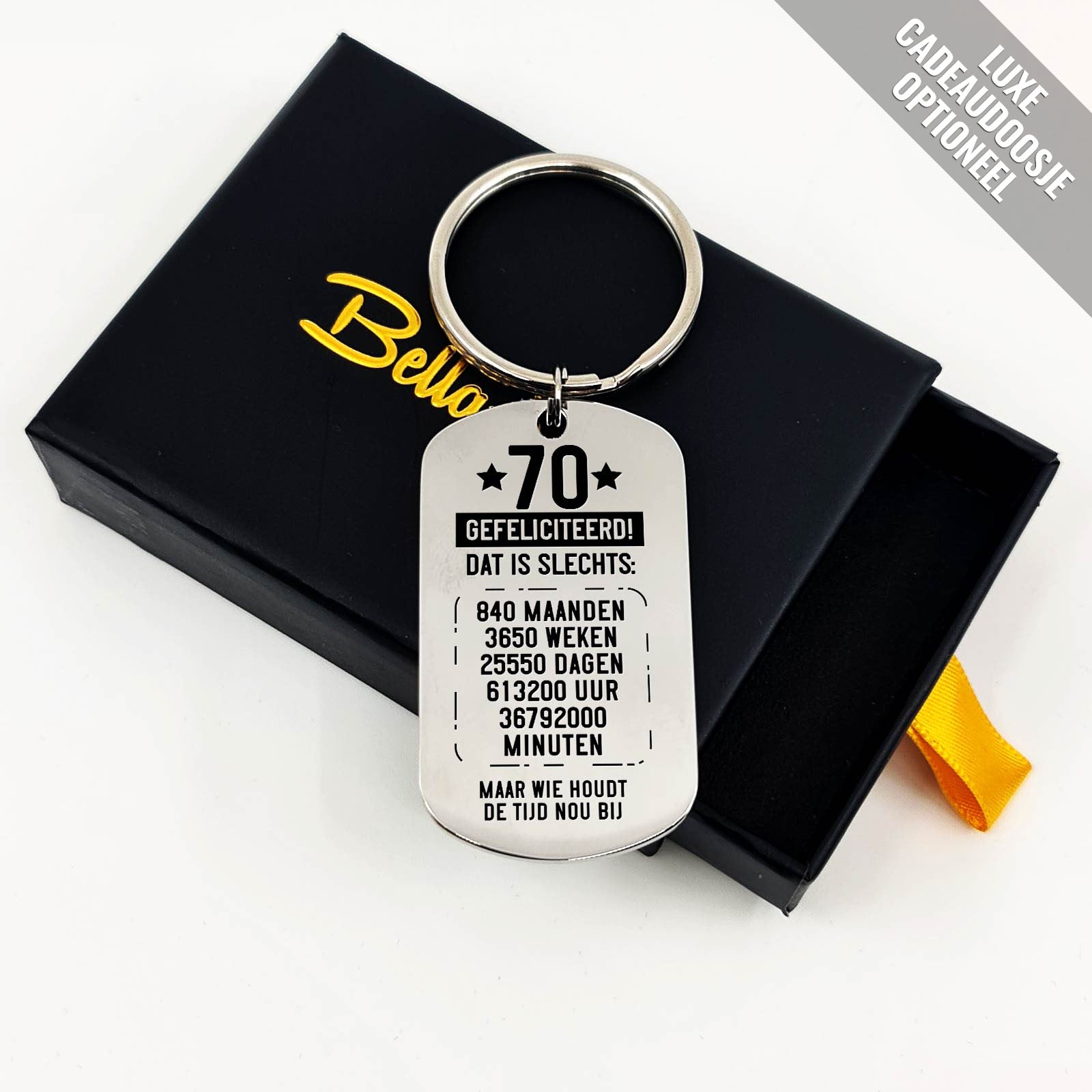 70ste tm 80ste Verjaardag - Leeftijd In Tijd Sleutelhanger - Bella Mia