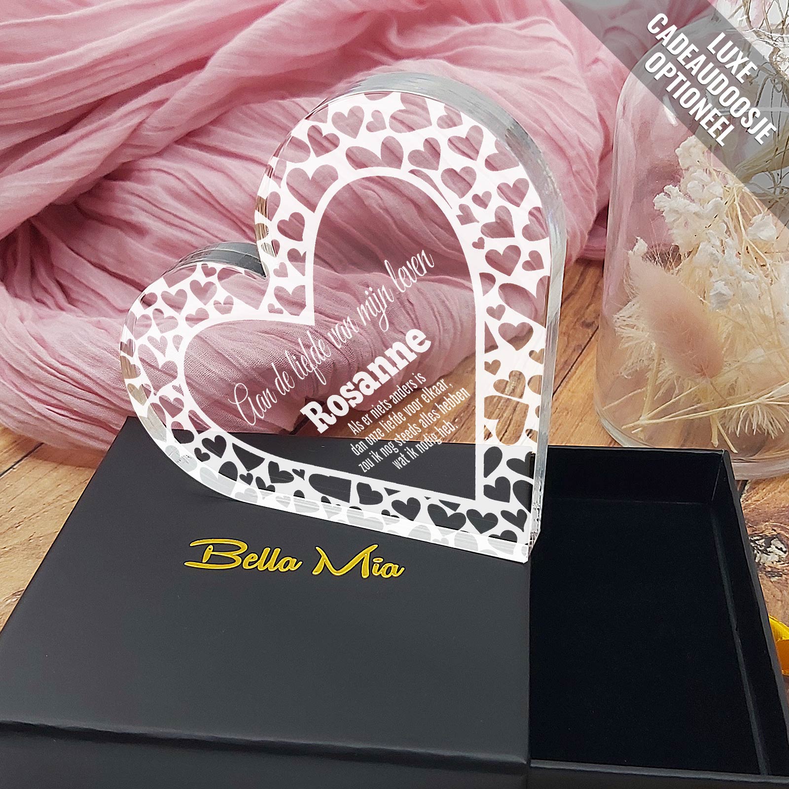 Aan De Liefde Van Mijn Leven - Hart van Plexi Glas - Bella Mia