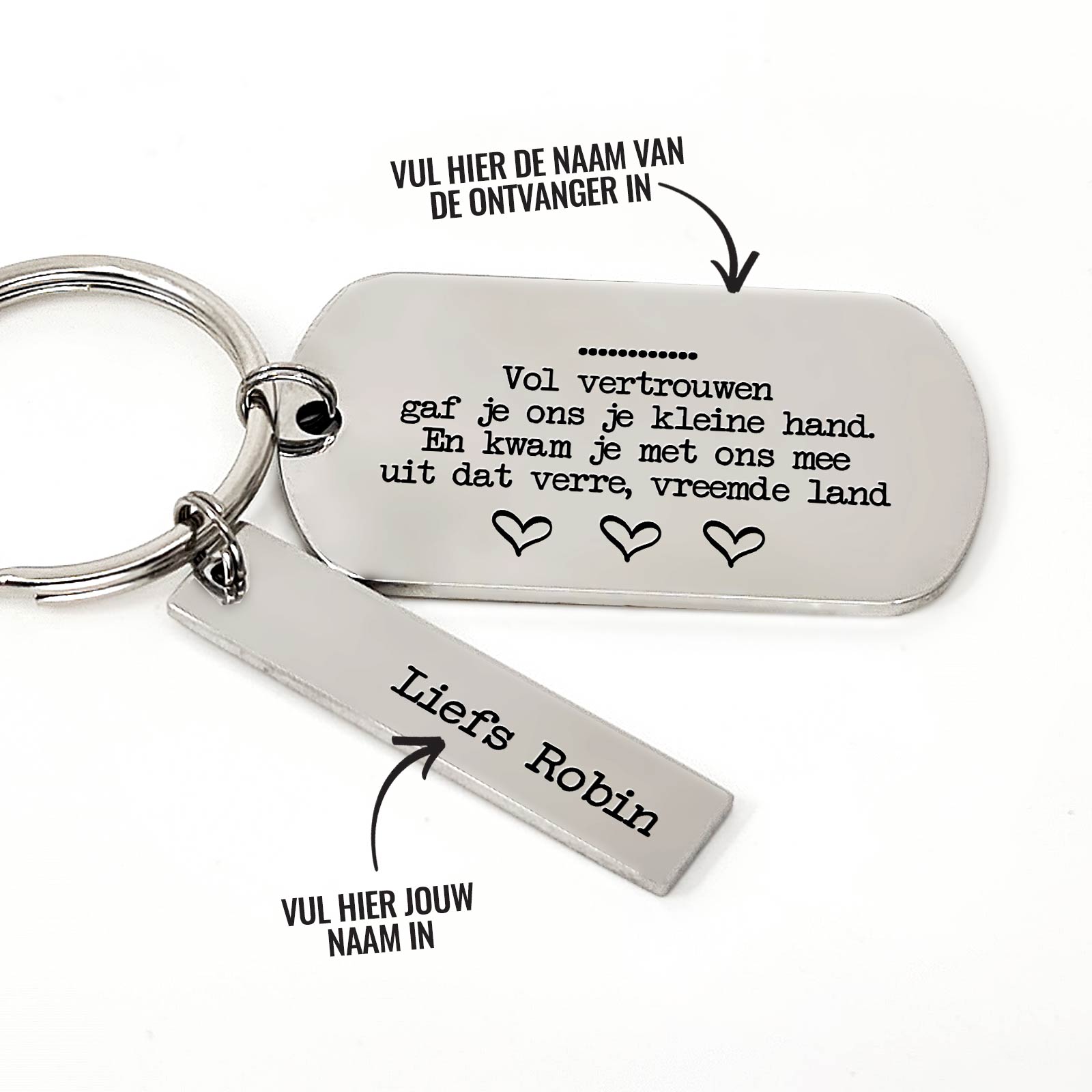 Adoptie, Vol Vertrouwen Gaf Je Ons Je Kleine Hand.. Sleutelhanger - Bella Mia