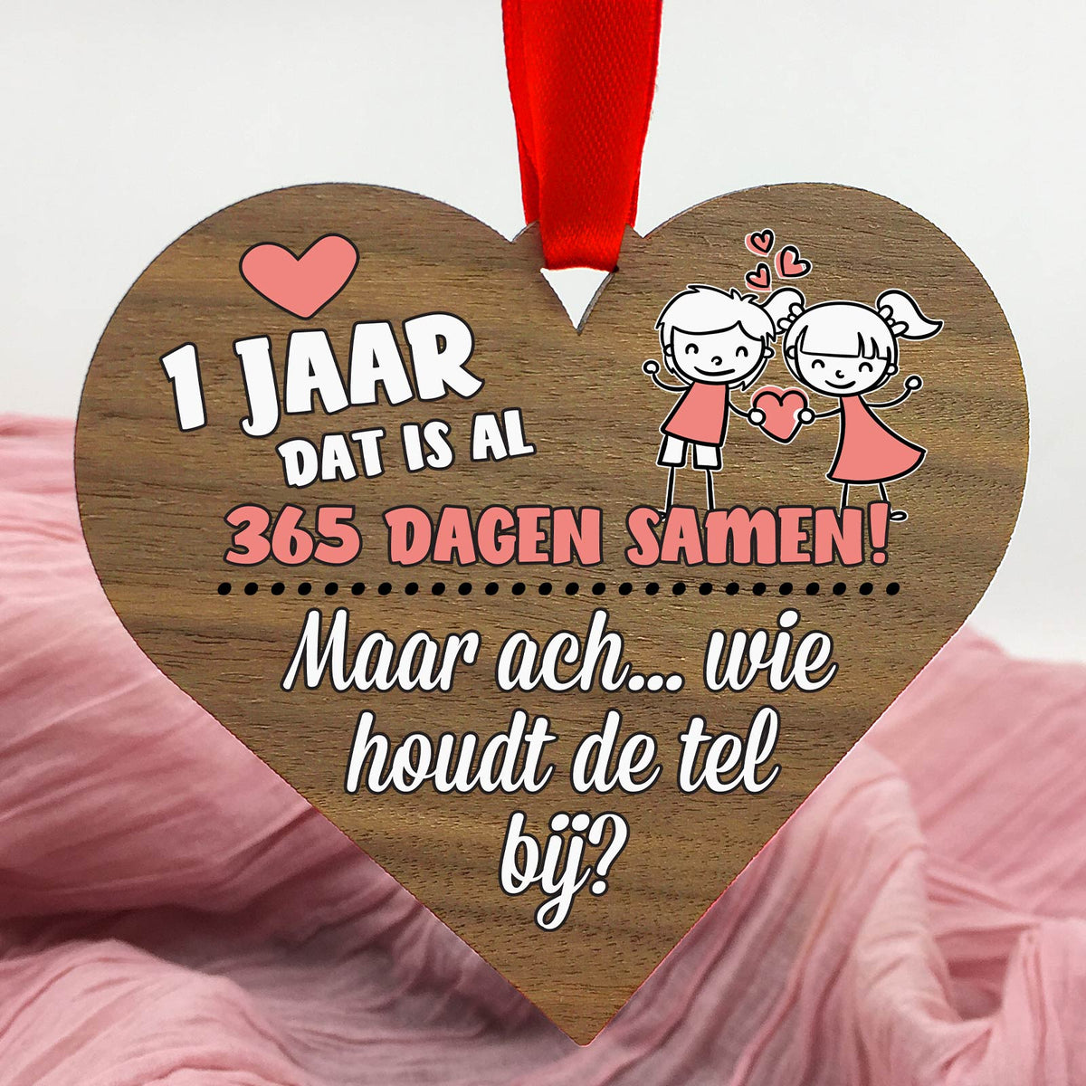 Al X Jaar Samen - Hart van Walnoot Hout - Bella Mia