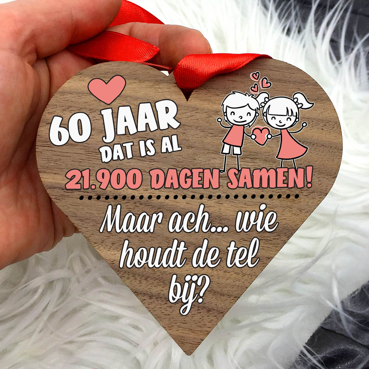Al X Jaar Samen - Hart van Walnoot Hout - Bella Mia