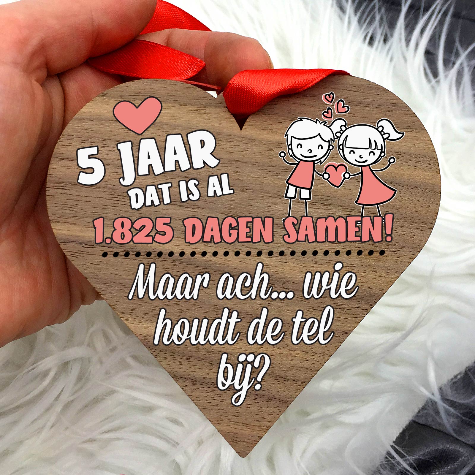 Al X Jaar Samen - Hart van Walnoot Hout - Bella Mia